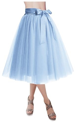 Tüllrock Damen Elastische Langer Rock Mehrschichtiges Lagig Tüll Tüllrock Teen Dance Dress Up Party Unregelmäßiger für Faschingskostüme Karneval Kostüm