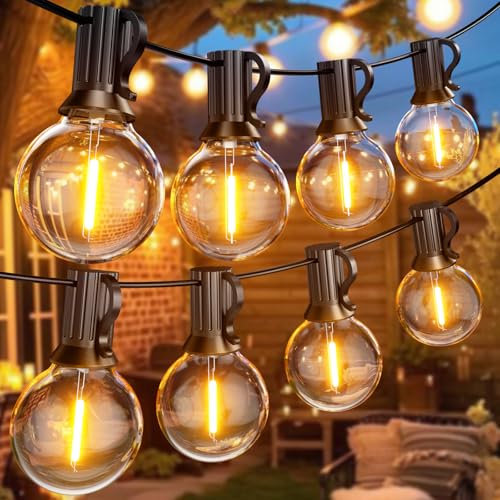 Yeeklab Festoon Lights Outdoor 30M/100FT, Outdoor String Light with 50+2 Shatterproof Plastic Bulbs, Waterproof G40 Garden Lights Mains Powered for Patio Backyard Wedding Party Terrace