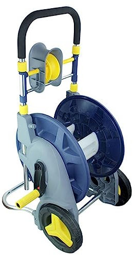 Carrete para manguera de jardín Carro for manguera con una capacidad de hasta 50 m/164 pies for manguera de 1/2 pulgada, especialmente estable, con una guía de manguera cómoda en un marco robusto Carr