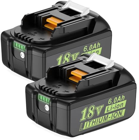 2X 18V 6Ah Ersatzakku für Makita Akku BL1830B BL1850B BL1860B BL1820 BL1830 BL1835 BL1840 BL1845 BL1850 BL1860 für Makita 18V Grasschere Winkelschleifer Bohrschrauber Exzenterschleifer Kompressor