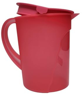 Tupperware Kanne Wasserkrug Milchkanne Pitcher auslaufsicher mit Druckdeckel BPA-frei (rot 3,75 Liter)