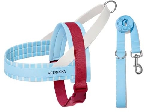 VETRESKA Hundsele inget drag, lätt kontroll ingen kvävning hundsele halsband för stora, medelstora hundar, justerbar hundväst, enkel promenad husdjur väst sele med kraftigt anti-vridning hundkoppel