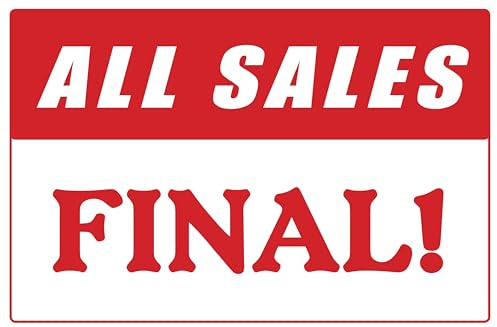 All Sales Final! Full Color Business Retail Counter Informational Sign |Plastic |Single-sided |12w x 8h