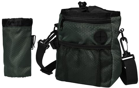 Pumwoy Bolsa de golosinas para perros con dispensador de bolsas de excrementos, bolsa de comida portátil para entrenamiento de perros, bolsa de golosinas para perros con bolsa de botella de agua