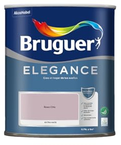 Bruguer ELEGANCE Pintura Monocapa ExtraMate, Paredes y Techos, Interior, Exterior protegido, Alta Durabilidad, UltraLavable, Resistente al Desgaste y Manchas Rosa Chic 750 ml