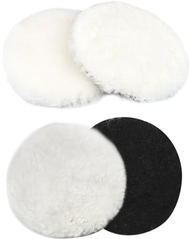 DOKRIN Polishing Bonnets, 4 Stück Polierpads, 125 mm Wollpolierpads selbstklebender Polieraufsatz für Exzenterschleifer für Autos (weiß)
