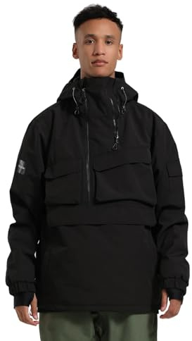 GSOU SNOW Mens Baggy Snowboard Jacket with Asymmetrical Kangaroo Pockets