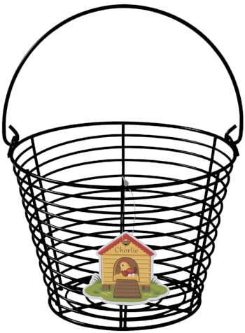 Chorlie Colorful Metal Mesh Wire Egg Collecting Basket with Handle Portable Garden Vegetable Fruit Storage Lightweight Hanging Collector for Farmhouse Gathering Kitchen Picnic (Black, Normal - 8)