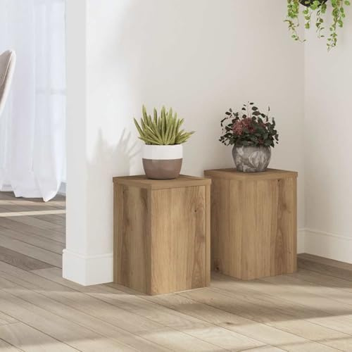 Fasba Pflanzenständer 2 STK. Artisan-Eiche 20x20x30 cm Holzwerkstoff, Blumensäule Pflanzensockel für Wohnzimmer Eingangsbereich Garten als Eyecatcher852905