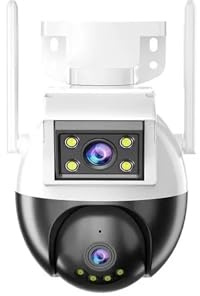 KVBRUI Telecamera di sorveglianza WiFi HD 2K 4MP con Zoom Digitale 8X, Telecamera IP PTZ, ONVIF, Doppio Obiettivo, rilevamento Umano, Sicurezza Esterna, Voce bidirezionale