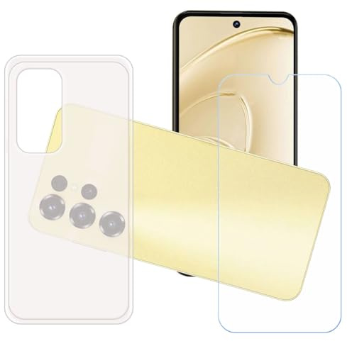 GYDQQKJ Funda para Oukitel C68 + Vidrio Protector de Pantalla Cristal Templado Film, Translúcido Suave TPU Silicona Cover Carcasa Caso Case para (7.20)