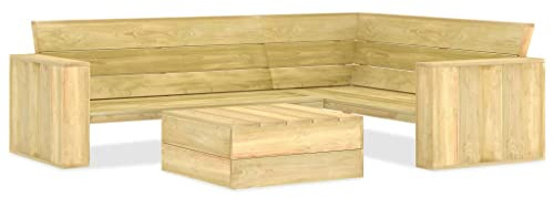 Holamys 2-TLG. Garten-Lounge-Set aus Imprägniertem Kiefernholz, Eckbank 239x164,5 cm, Beistelltisch 75x75 cm, Witterungsbeständige Outdoor Terrassenmöbel, Langlebiges Gartenmöbel für Balkon, Veranda