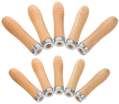 Genérico Mango Ergonómico de Escofina de Madera Resistente Anillo Metálico Fuerte, 10 Piezas (5 Grandes y 5 Pequeños), Portátil para Herramientas Manuales y Limas de Metal