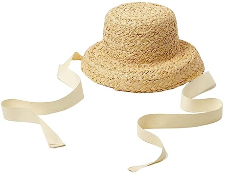 jklymm Sombrero de paja tejido a mano para niños y niñas, parasol de ala ancha, parte superior plana, con cordones, gorra de playa, accesorios para fotos, pajita para niñas