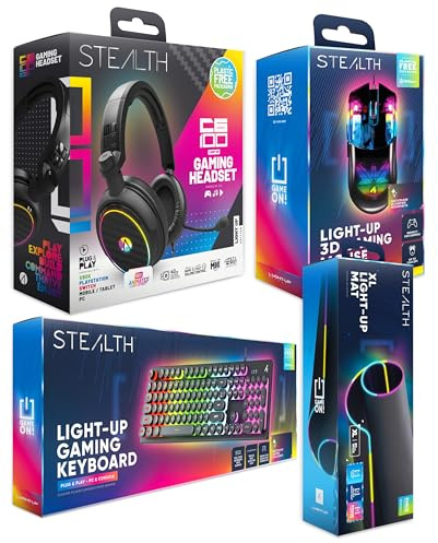 STEALTH Light-Up Ultimate Gaming Bundle With Headset, Keyboard, Mouse and XL Gaming Mat