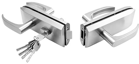 BRGD Poignées Doubles Serrure de Porte en Verre, Ensemble de Poignée de Porte en Acier Inoxydable avec 3 Clés pour Portes Vitrées, de Bureau, Salle de Bain ou de Balcon