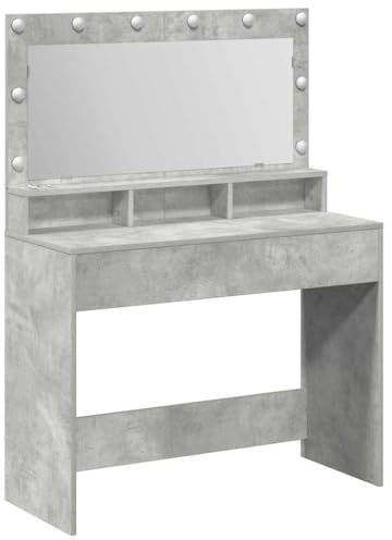 Mokuyary Tavolo da toilette con ripiano grigio cemento 100 x 41 x 135 cm, tavolo da toeletta trucco per camera da letto