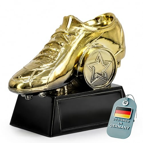 Larius Goldener Fußballschuh Pokal (8 cm, 290 g) – Fußball Trophy mit optionaler Gravur – Siegerpokal für Turniere, MVP & Torschützenkönig – F7