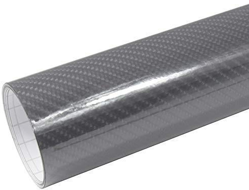 Rapid Teck® 6,53€/m² AutoFolie Serie z560 5D Hochglanz Carbon Grau 1m x 1,52m selbstklebende Premium Car Wrapping Folie mit Luftkanal