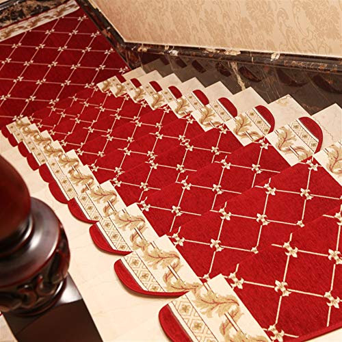 Insun Stufenmatten Halbrund Treppenteppich Anti Rutsch Abwaschbarer Renaissance Vintage Orientalisch Muster Treppenstufen Matten Rot 3 24x65cm 3 Stück