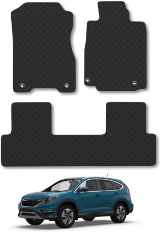 Honda CR-V (2012-2018) 3mm Rubber Car Mats | Tailored Fit Durable Floor Mats Full Coverage Protection Waterproof Accessories Easy Clean Anti Slip Made in the UK