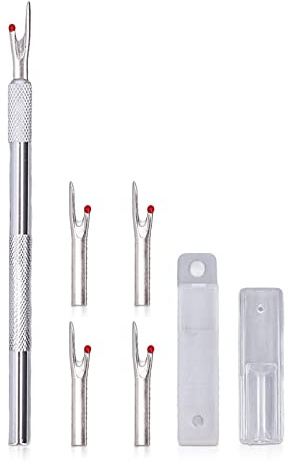 Metall Nahttrenner Set, Scharfes Fadenschneider Entferner | Aluminiumlegierung Griff, mit 5 Ersatzmesser Köpfen, für Nähen, Quilten, Entfernen von Säumen, Handarbeiten