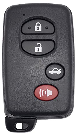 Vurbemes 4 knappar smart nyckellös ingång fjärrkontroll nyckelbricka fodral för Toyota Highlander, Venza 2008-2016, Prius (HYQ14AAB, HYQ12ACX, HYQ14AEM) – svart plast