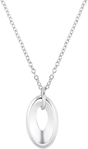 s.Oliver Kette mit Anhänger Edelstahl Damen Halsschmuck, 50+5 cm, Silber, Kommt in Schmuck Geschenk Box, 2034811