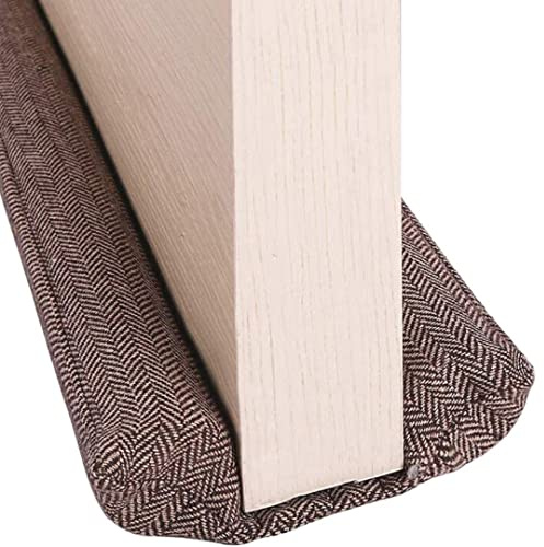 Lavish Home Décor Luxury Tweed Fabric Draught Excluder for Bottom of Door - Double Sided Interior Door Draft Stopper, Blocker, Guard, Seal - Grey and Brown (Brown)
