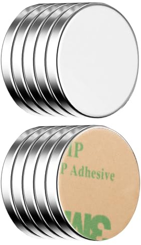 ECENCE Neodym Magnete 10 Stück - rund selbstklebend - 18x2mm | Klebe-Magnete hochwertige NiCuNi-Beschichtung - Scheibenmagnete