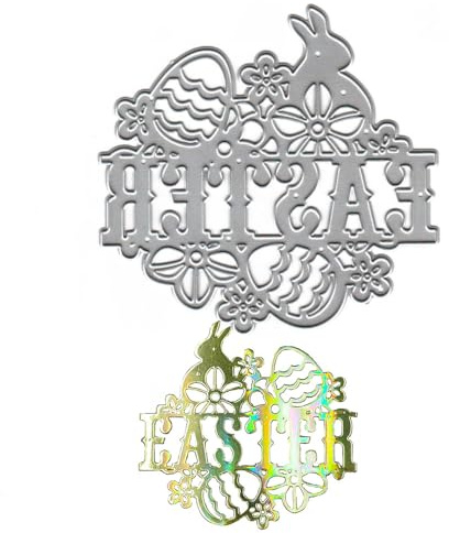 Metal Small Happy Easter Easter Egg Die Cuts Cutting Dies Embossing Stencils Template Mould for Card Making Decoration and DIY Scrapbooking Album
