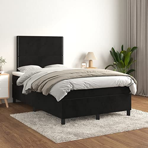CKioict Palettenbett Modernes Bettgestell Jugendbett Boxspringbett mit Matratze Schwarz 120x200 cm SamtGeeignet für Arbeitszimmer, Wohnzimmer, Hotel