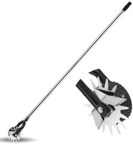 Coupe-bordure rotative manuelle avec poignée robuste en acier inoxydable réglable à 4 sections pour trottoirs et jardins 170 cm