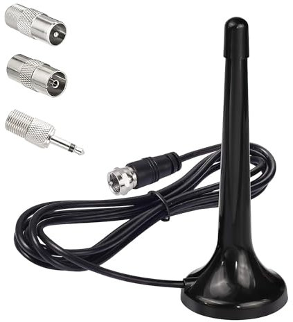 Antenna Radio DAB FM Telescopica Interna con Base Magnetica, Antenna FM radio da Interni 75 Ohm, Compatibile con Sintonizzatori Stereo, Ricevitori AV, Amplificatori, Sistemi Home Cinema e HiFi