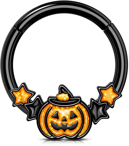 Melighting Kürbis Knorpel Ohrring Halloween Helix Ohrringe Septum Piercing Schmuck 16G Septum Ring Conch Daith Ohrringe für Frauen Männer