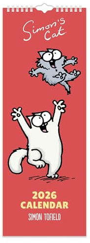 Calendario da parete 2026 Simon's Cat, sottile, visualizzazione mensile Portico Designs Ltd