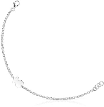 TOUS Pulsera de Plata de Primera Ley para Mujer con Oso de 10mm, 17,5 cm de Largo y Cierre Mosquetón, Colección Sweet Dolls