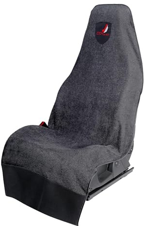 Cov My Seat Serviette Siège Voiture – Protection Transpiration Sport, Gym, Plage – Housse Siège Auto Coton Éponge Absorbant – Protège Sièges Cuir et Tissu – Lavable - Noir Blason Rouge