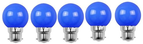 Aiwerttes Farbige Glühbirnen, 2 W, B22, G45, LED-Leuchtmittel, Golfball-Lampe, AC220–240 V, nicht dimmbar, für Dekoration, Hochzeit, Weihnachten, Party, Blau, 5 Stück