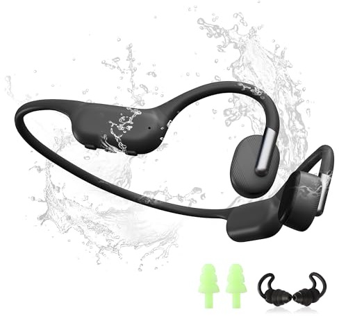 Knochenleitungskopfhörer mit 32 GB MP3-Player, Bluetooth 6.0 Open-Ear-Headset, IPX8 Wasserdicht für Schwimmen, Laufen, Radfahren, HiFi-Stereo, 17-mm-Treiber (BK-32GB)