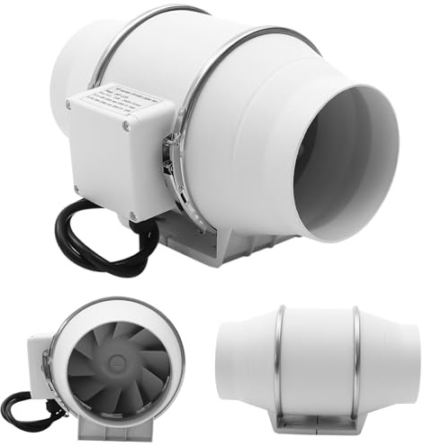Ventilateur tubulaire - 40 W - 220 V - Canal d'extraction - Ventilateur radial pour cave, garage, cuisine, salle de bain - Volume d'air 220 m³/h - Pression du vent 180 pa - Vitesse nominale 2600 tr