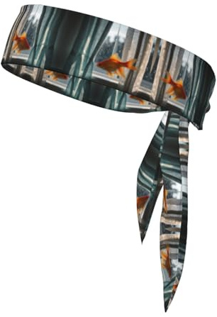 Goldfish - Diadema deportiva con patrón de natación, banda para el sudor para correr, fitness, ciclismo y otros deportes.