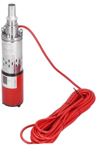 FTVOGUE Solar 12V Stainless Steel Submersible Deep Well Pump, 30M Max Lift 1.5M³/H for Fishing Boat Fish Pond Agricultural Irrigation