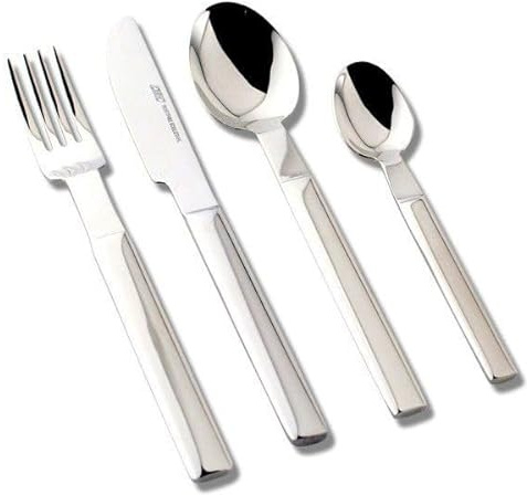 Juego de cubiertos en acero inoxidable con estuche (24 piezas) Attel, 6 cucharas, 6 tenedores, 6 cuchillos, 6 cucharas de postre