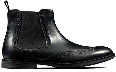 Clarks Herr Ronnie Top Chelsea Boots, Svart svart läder svart läder, 45 EU