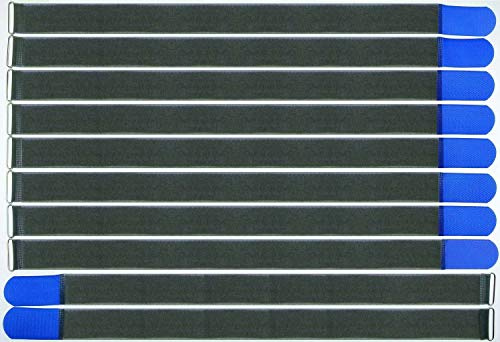 10x 80 cm x 50 mm FUK wiederverschleßbare Klett-Kabelbinder BLAU mit Metall-Öse - Kabel-Klettband 800 mm wiederverwendbar