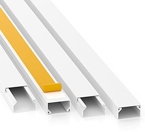 CILSON Kabelkanal, 20x10 mm, 20x1 m, Weiß, selbstklebend + Bodenlochung | PVC, UV-beständig, Innen & Außen, 20 Stangen à 1 m = 20 m, Made in Germany