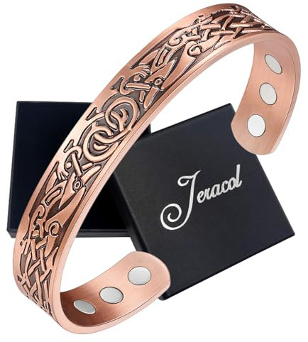 Jeracol magnetarmband damen herren,Armband damen aus reinem Kupfer mit 6 Magneten,kupferarmband damen verstellbare Größe, mit Geschenkbox