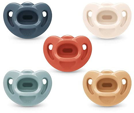NUK Comfy Orthodontic Pacifiers, 0-6 Months, Timeless Collection, 5 Count (Pack of 1)