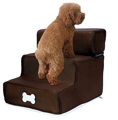 Haustiertreppe – Hundetreppe – 3 Stufen für kleine Hunde und Katzen – Tragbare waschbare abnehmbare Leiter Teppich-Treppe Stufen-Sofa-Bett für Hunde und Katzen